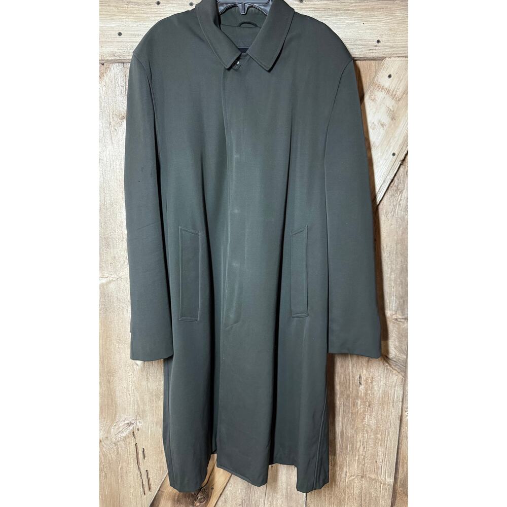 Vtg Alligator Gold Label Gabardine Coat Unisex Water Repellent Trench Zip Liner